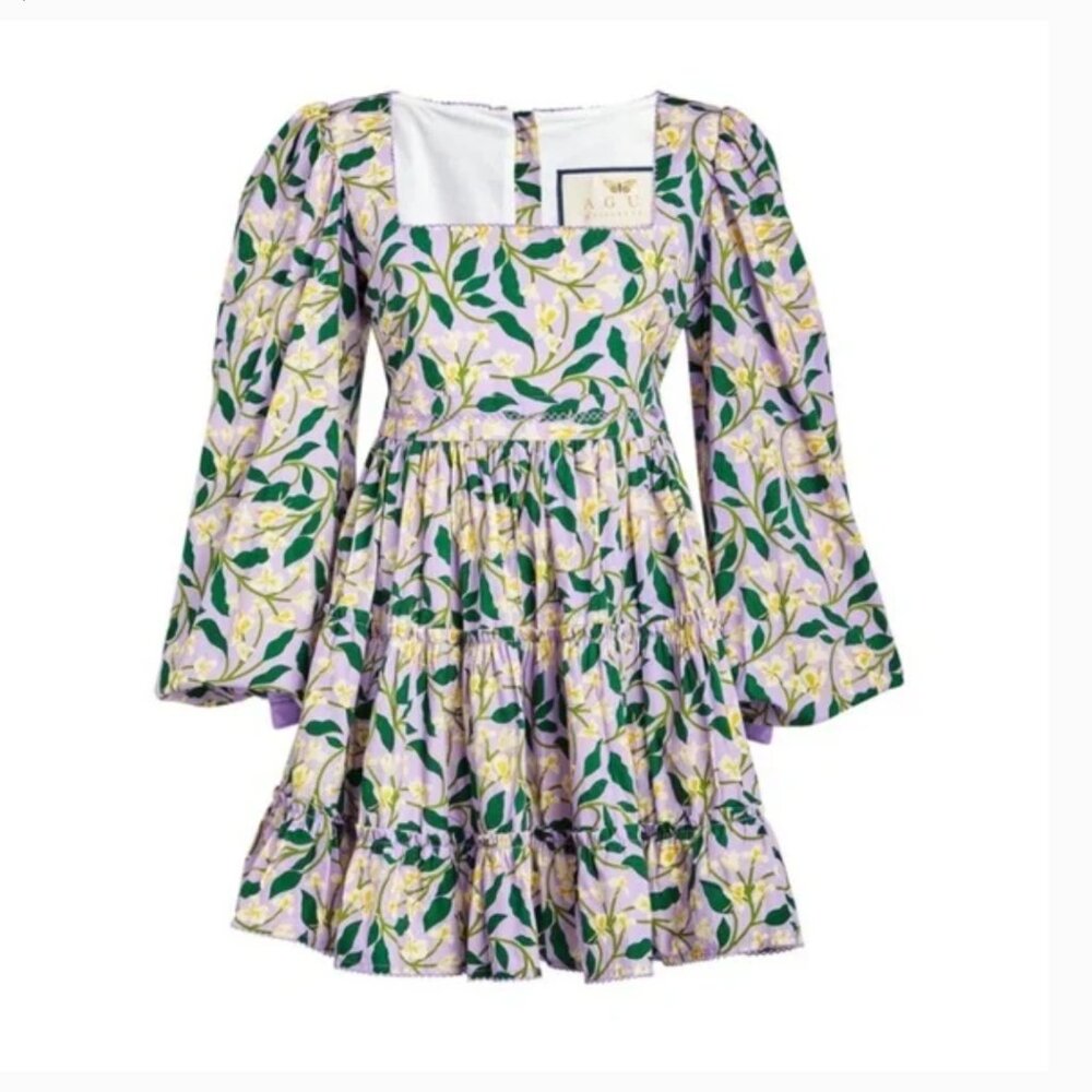 Agua Bendita Avena Dos Gardenias Lila Mini Dress